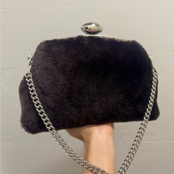 Real Shearling Leather Handmade Push Lock Frame Shoulder Bag, Crossbody - Picture 14 of 15